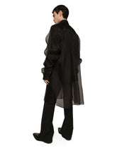 Double oversize shirt in silk satin and organza - | Dolce & Gabbana