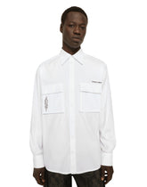 Cotton poplin shirt with logo print - | Dolce & Gabbana