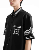 Poplin shirt with printed details - | Dolce & Gabbana