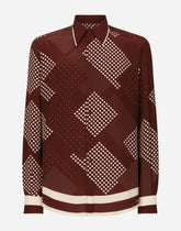 Printed crepe de chine silk Martini-fit shirt - | Dolce & Gabbana