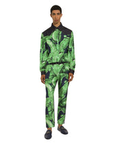 Silk and stretch denim shirt with banana tree print - | Dolce & Gabbana