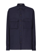 Oversize linen shirt with pockets - | Dolce & Gabbana