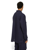 Oversize linen shirt with pockets - | Dolce & Gabbana