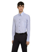Cotton and linen Martini-fit shirt - | Dolce & Gabbana