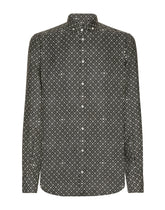 Silk Martini-fit shirt with tie print - | Dolce & Gabbana