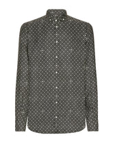 Silk Martini-fit shirt with tie print - | Dolce & Gabbana