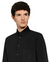 Cotton shirt with DG embroidery - | Dolce & Gabbana