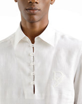 Linen shirt with logo embroidery - | Dolce & Gabbana
