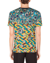COTTON T-SHIRT WITH FEATHER PRINT - | Dolce & Gabbana