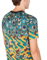 COTTON T-SHIRT WITH FEATHER PRINT - | Dolce & Gabbana