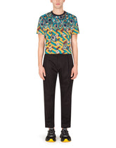 COTTON T-SHIRT WITH FEATHER PRINT - | Dolce & Gabbana