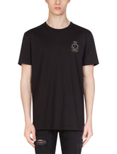 Cotton t-shirt with heraldic patch - | Dolce & Gabbana