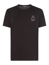 Cotton t-shirt with heraldic patch - | Dolce & Gabbana