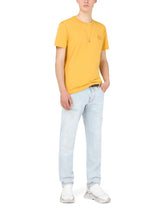 Cotton V-neck T-shirt with branded plate - | Dolce & Gabbana