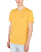 Cotton V-neck T-shirt with branded plate - | Dolce & Gabbana