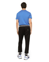 Cotton V-neck T-shirt with branded plate - | Dolce & Gabbana