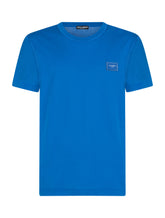 Cotton V-neck T-shirt with branded plate - | Dolce & Gabbana