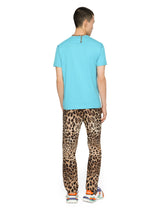 Cotton V-neck T-shirt with branded plate - | Dolce & Gabbana