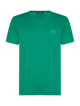 Cotton V-neck T-shirt with branded plate - | Dolce & Gabbana