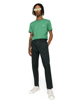 Cotton V-neck T-shirt with branded plate - | Dolce & Gabbana