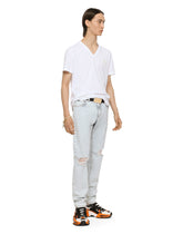 Cotton v-neck t-shirt with branded plate - | Dolce & Gabbana