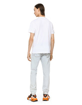 Cotton v-neck t-shirt with branded plate - | Dolce & Gabbana