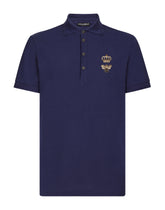 Cotton piqué polo-shirt with embroidery - | Dolce & Gabbana