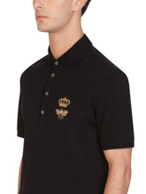 Cotton piqué polo-shirt with embroidery - | Dolce & Gabbana
