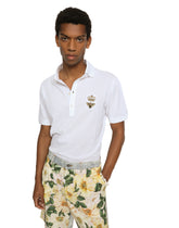 Cotton piqué polo-shirt with embroidery - | Dolce & Gabbana