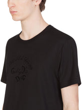 Cotton t-shirt with flocked Dolce&Gabbana logo - | Dolce & Gabbana