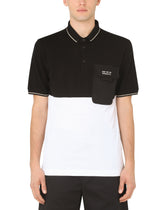 Two-tone cotton piqué polo shirt - | Dolce & Gabbana