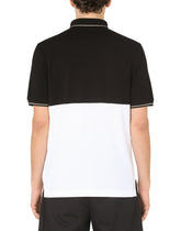 Two-tone cotton piqué polo shirt - | Dolce & Gabbana