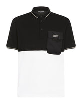 Two-tone cotton piqué polo shirt - | Dolce & Gabbana