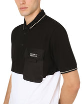 Two-tone cotton piqué polo shirt - | Dolce & Gabbana