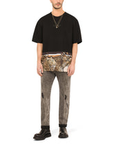 Leopard-print cotton T-shirt with patch - | Dolce & Gabbana