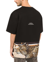Leopard-print cotton T-shirt with patch - | Dolce & Gabbana
