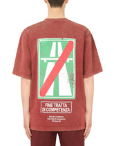 Cotton T-shirt with road-sign print - | Dolce & Gabbana