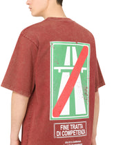 Cotton T-shirt with road-sign print - | Dolce & Gabbana
