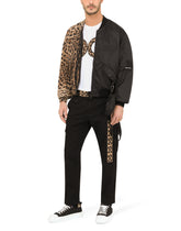 Cotton T-shirt with leopard-print DG patch - | Dolce & Gabbana