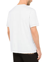 Cotton T-shirt with leopard-print DG patch - | Dolce & Gabbana