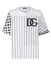 Cotton T-shirt with stripe and polka-dot print - | Dolce & Gabbana