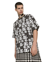 Cotton T-shirt with all-over DG logo print - | Dolce & Gabbana