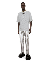 Striped-print cotton T-shirt with DG embroidery - | Dolce & Gabbana