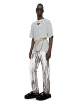 Striped-print cotton T-shirt with DG embroidery - | Dolce & Gabbana