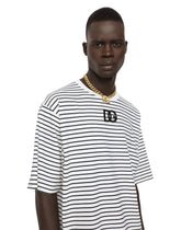 Striped-print cotton T-shirt with DG embroidery - | Dolce & Gabbana