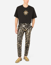 Technical jersey T-shirt with crystals and DG logo - | Dolce & Gabbana