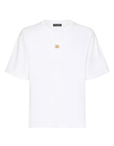 Cotton T-shirt with metallic DG logo - | Dolce & Gabbana