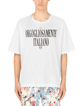 T-shirt with metal DG logo and print - | Dolce & Gabbana