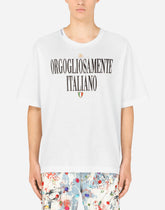 T-shirt with metal DG logo and print - | Dolce & Gabbana
