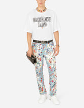 T-shirt with metal DG logo and print - | Dolce & Gabbana